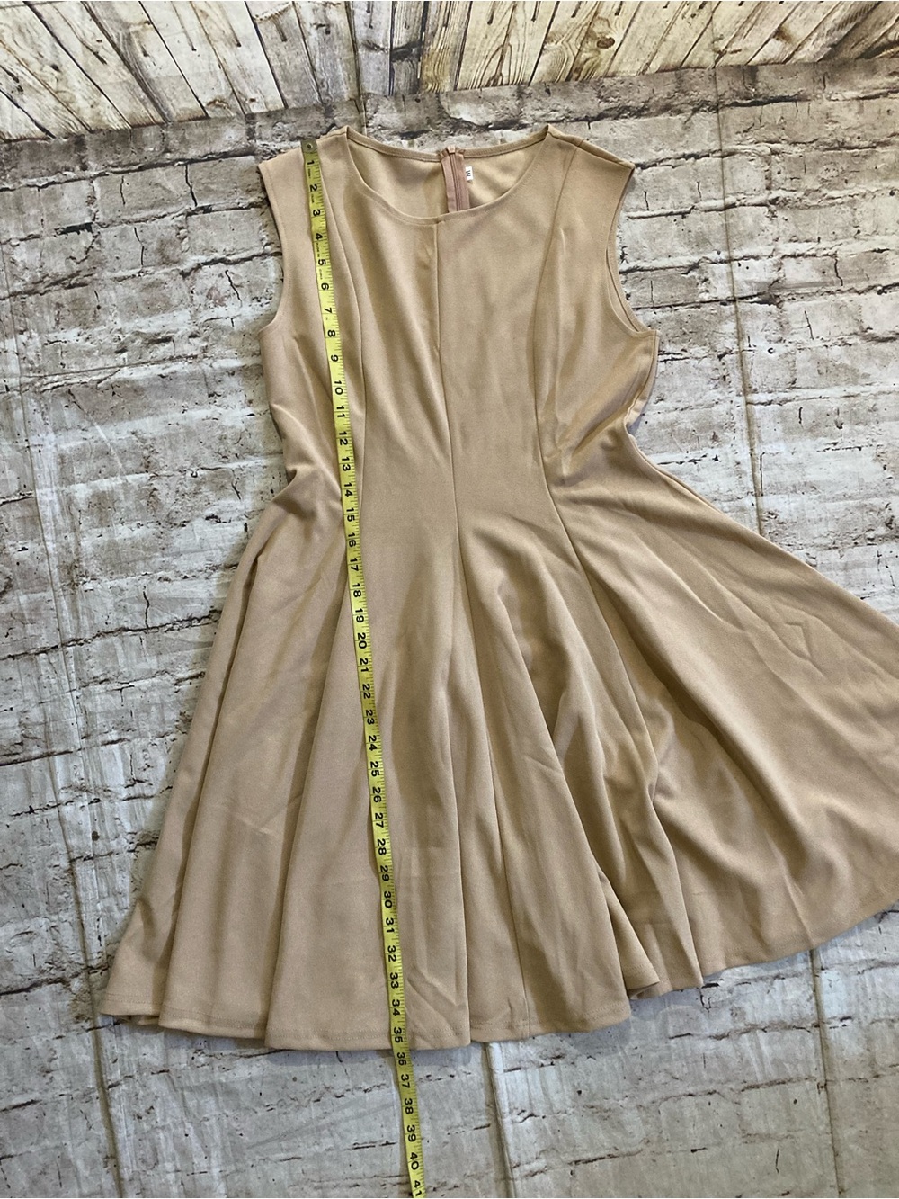 NWT DOSE beige sleeveless fit and flare above knee dress size M - Picture 5 of 8